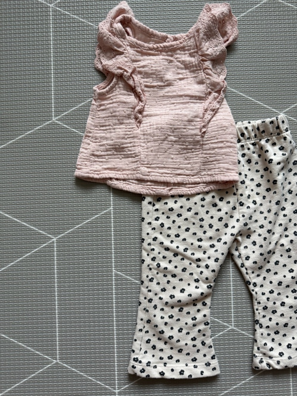 Grayson Mini|Baby girl boho set,blush rose gauzy ruffle top & leopard flare pant